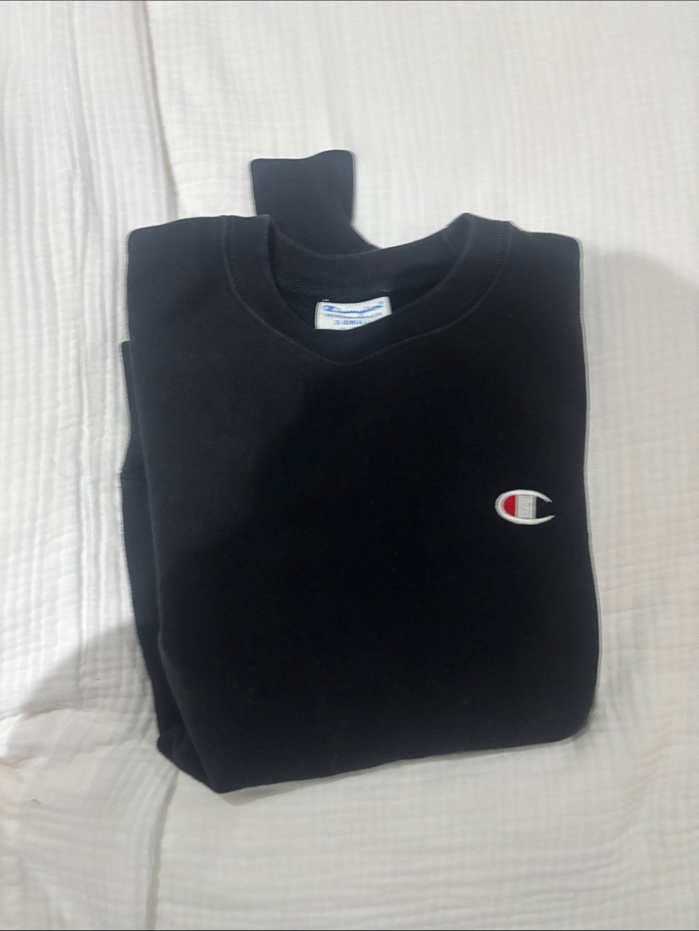 Champion Men's Black Crewneck with Embroidered C Logo